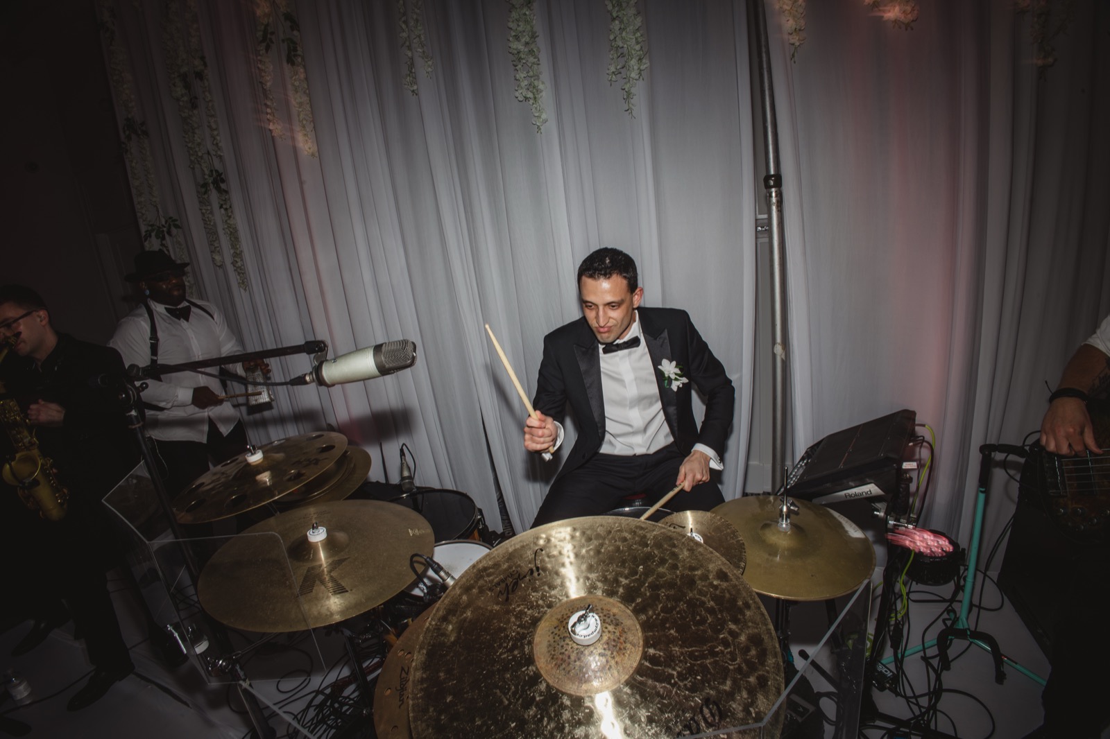 Jared Shaw performing on drums